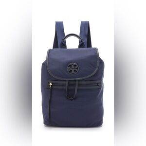 Tory Burch Slouchy Leather Trim Nylon Canvas Travel Backpack